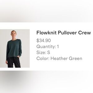 Quince Flowknit Pullover Crew in Heather Green Worn Once
